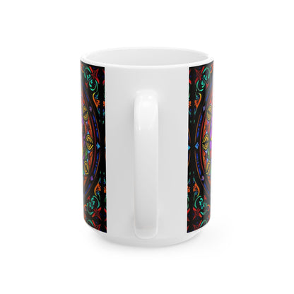 Ceramic Mug, (11oz, 15oz), Ceramic Coffee Mug, AOP, Glass Design, Taurus Zodiac