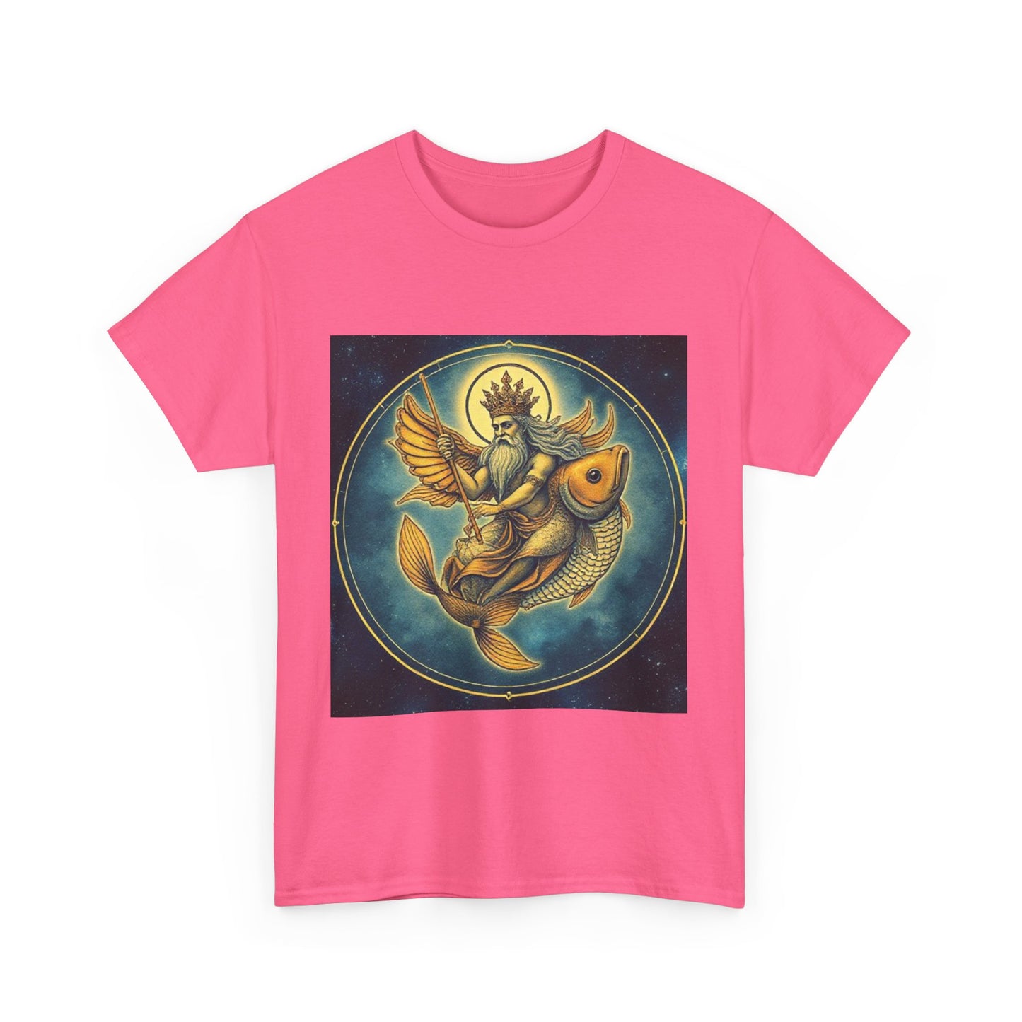 Unisex Heavy Cotton T-Shirt, Pisces King v1, Zodiac Design