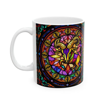 Ceramic Mug, (11oz, 15oz), Ceramic Coffee Mug, AOP, Glass Design, Taurus Zodiac