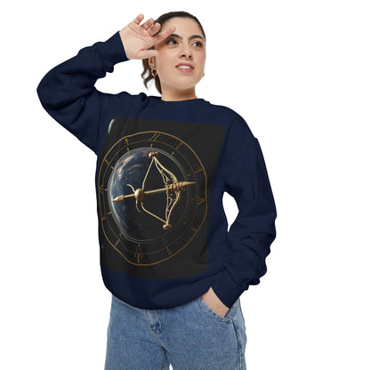 Garment-Dyed Sweatshirt, Unisex, Space Symbol Design v1, Sagittarius