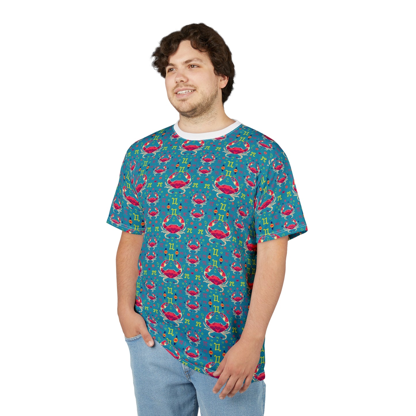 Unisex Cut & Sew T-Shirt, AOP, Cancer, Zodiac v1, Pattern