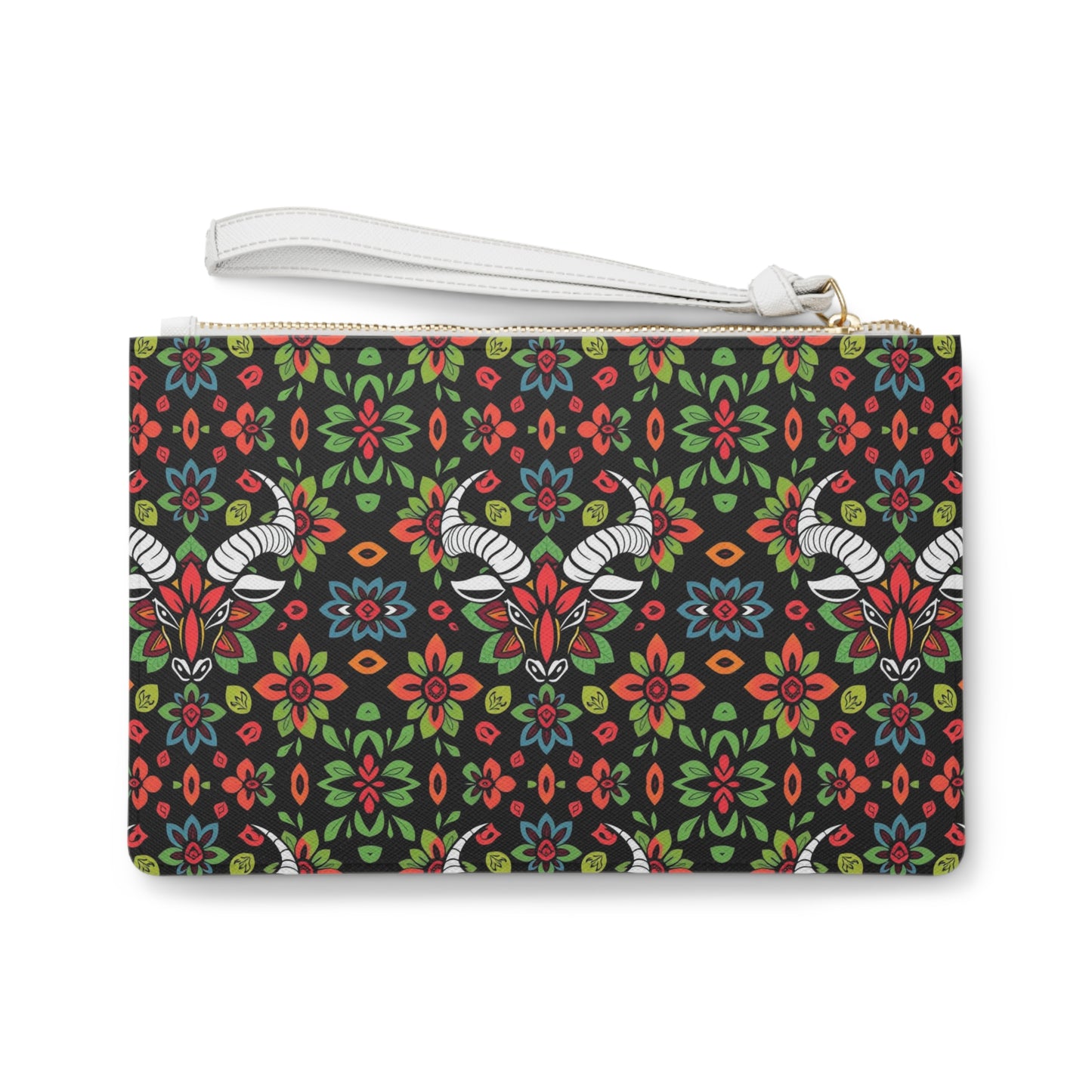 Clutch Bag, Taurus, Zodiac v3, Flower Pattern
