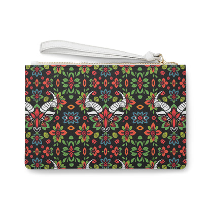 Clutch Bag, Taurus, Zodiac v3, Flower Pattern