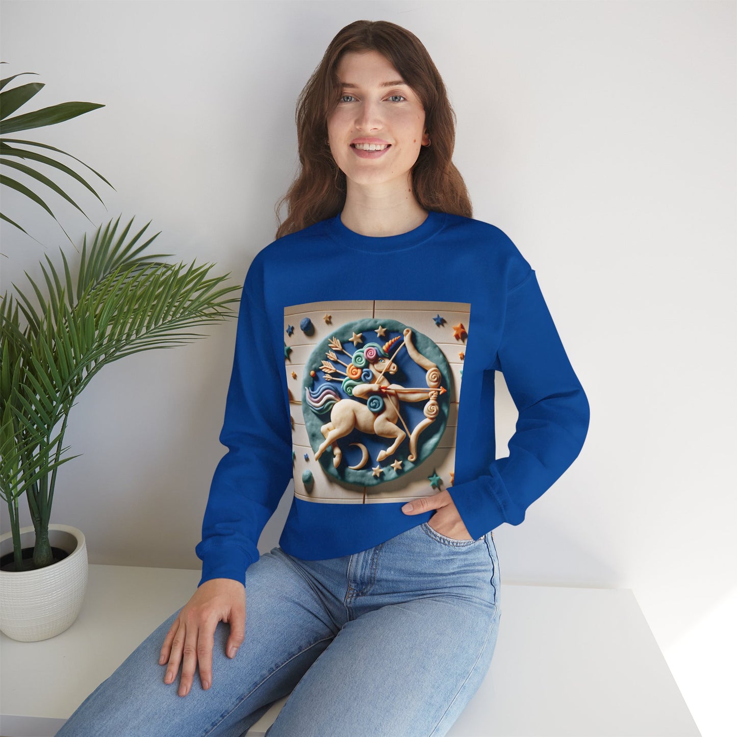 Unisex Heavy Blend™ Crewneck Sweatshirt, Colorful Horse, Sagittarius Zodiac Design