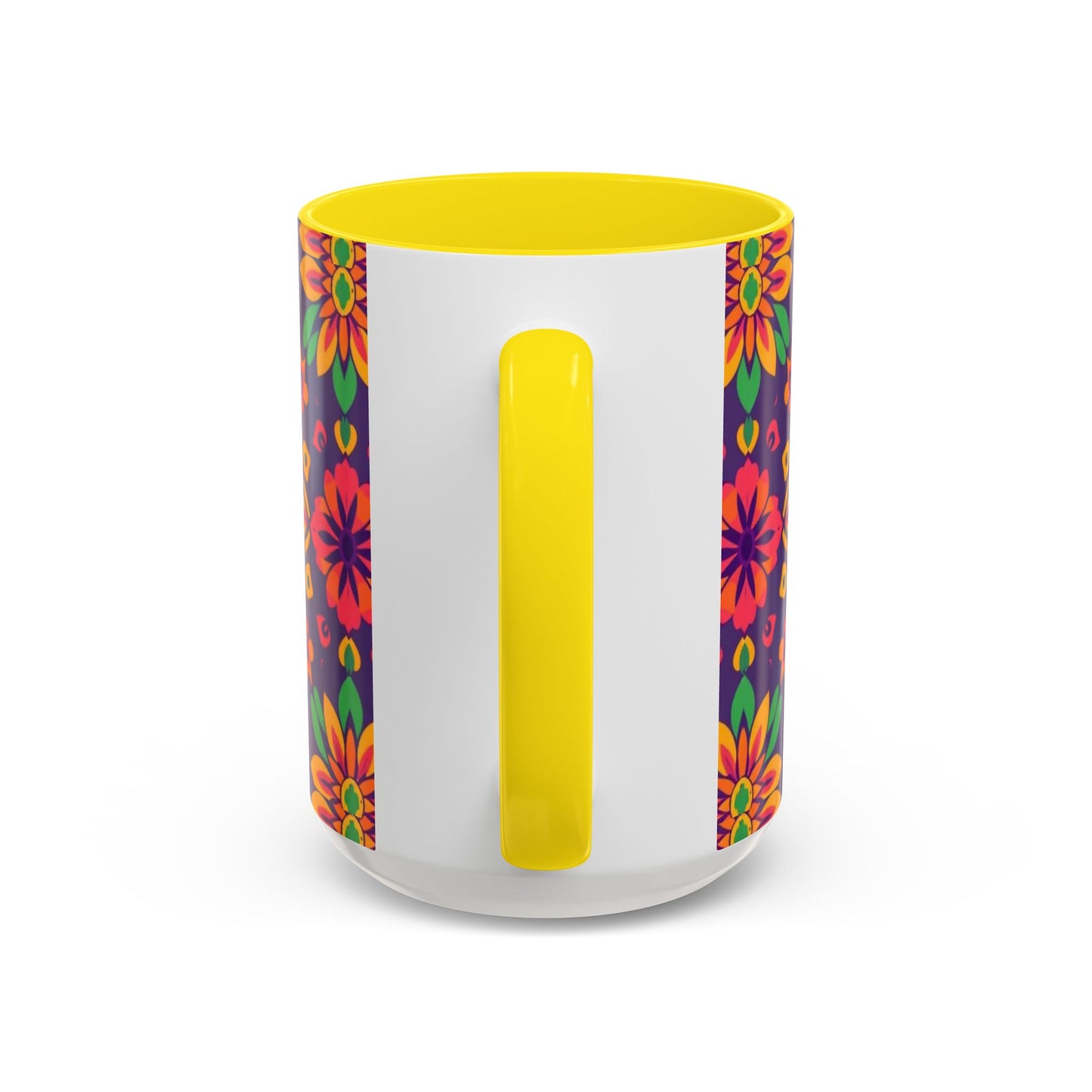 Accent Coffee Mug, Aquarius, Zodiac v2, Flower Pattern, (11, 15oz)