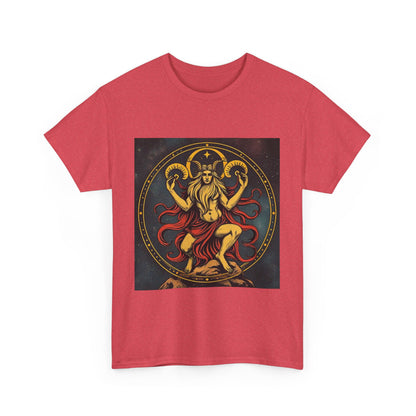 Unisex Heavy Cotton T-Shirt, Aries God 2v, Zodiac Design