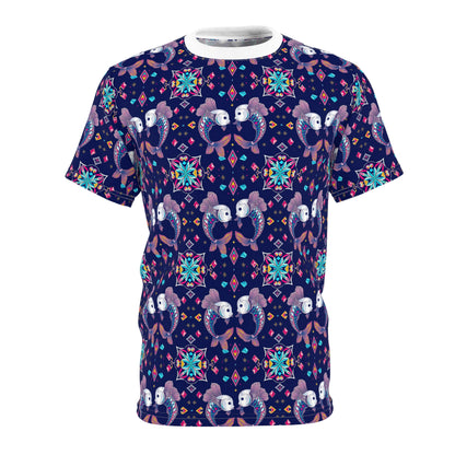 Unisex Cut & Sew T-Shirt, (AOP), Pisces, Zodiac, Jewels Pattern