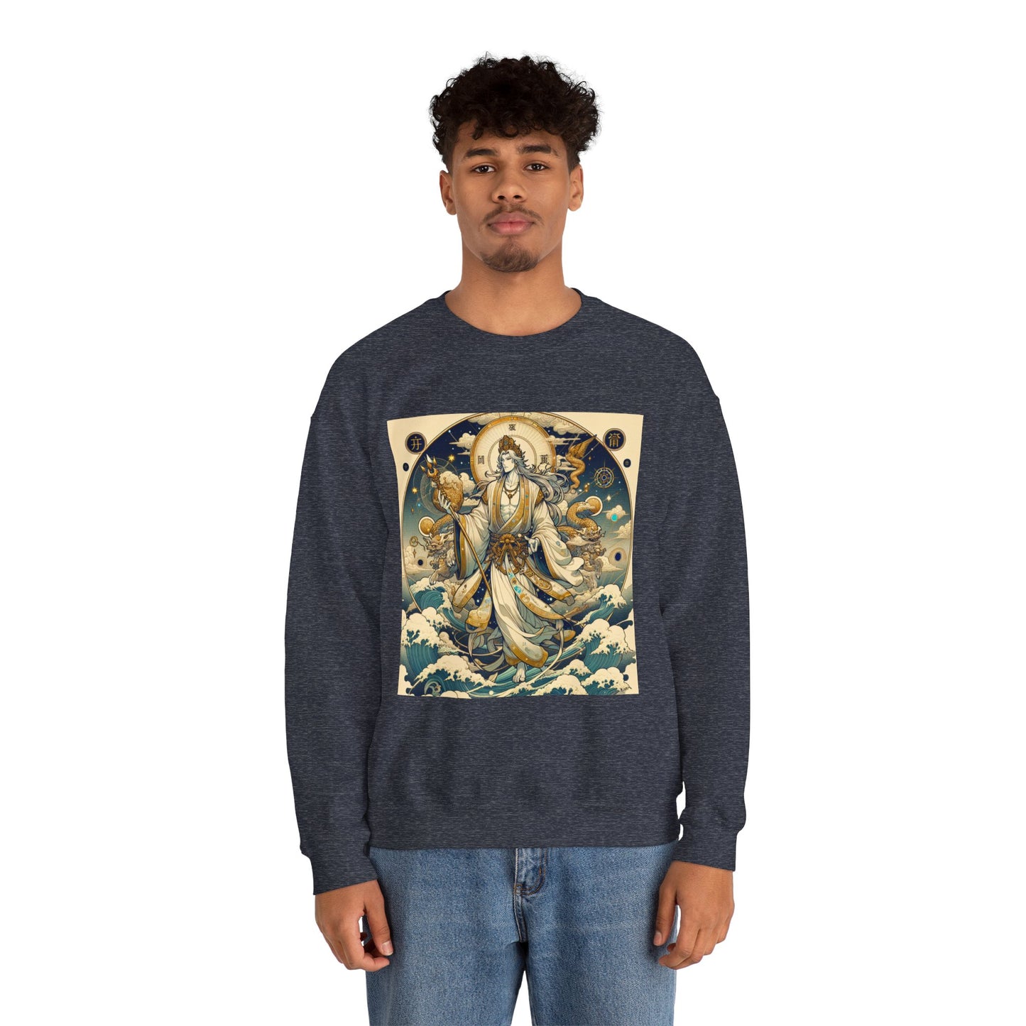 Unisex Heavy Blend™ Crewneck Sweatshirt, Anime Capricorn God,  Zodiac Design