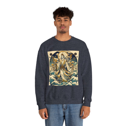Unisex Heavy Blend™ Crewneck Sweatshirt, Anime Capricorn God,  Zodiac Design