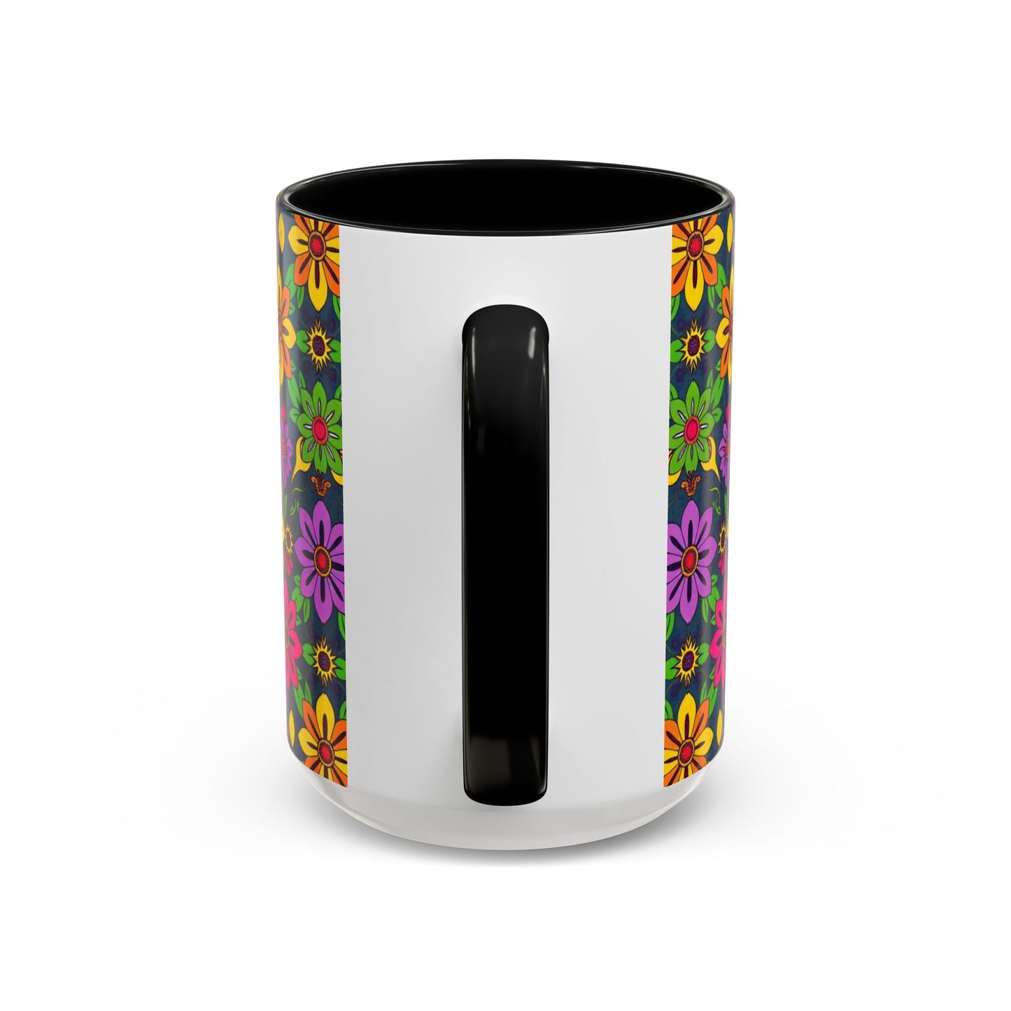 Accent Coffee Mug, Gemini, Zodiac v3, Flower Pattern, (11, 15oz)