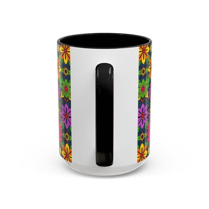 Accent Coffee Mug, Gemini, Zodiac v3, Flower Pattern, (11, 15oz)