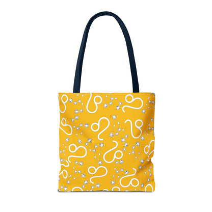 Tote Bag, Leo Zodiac Sign, AOP, (Yellow, White)