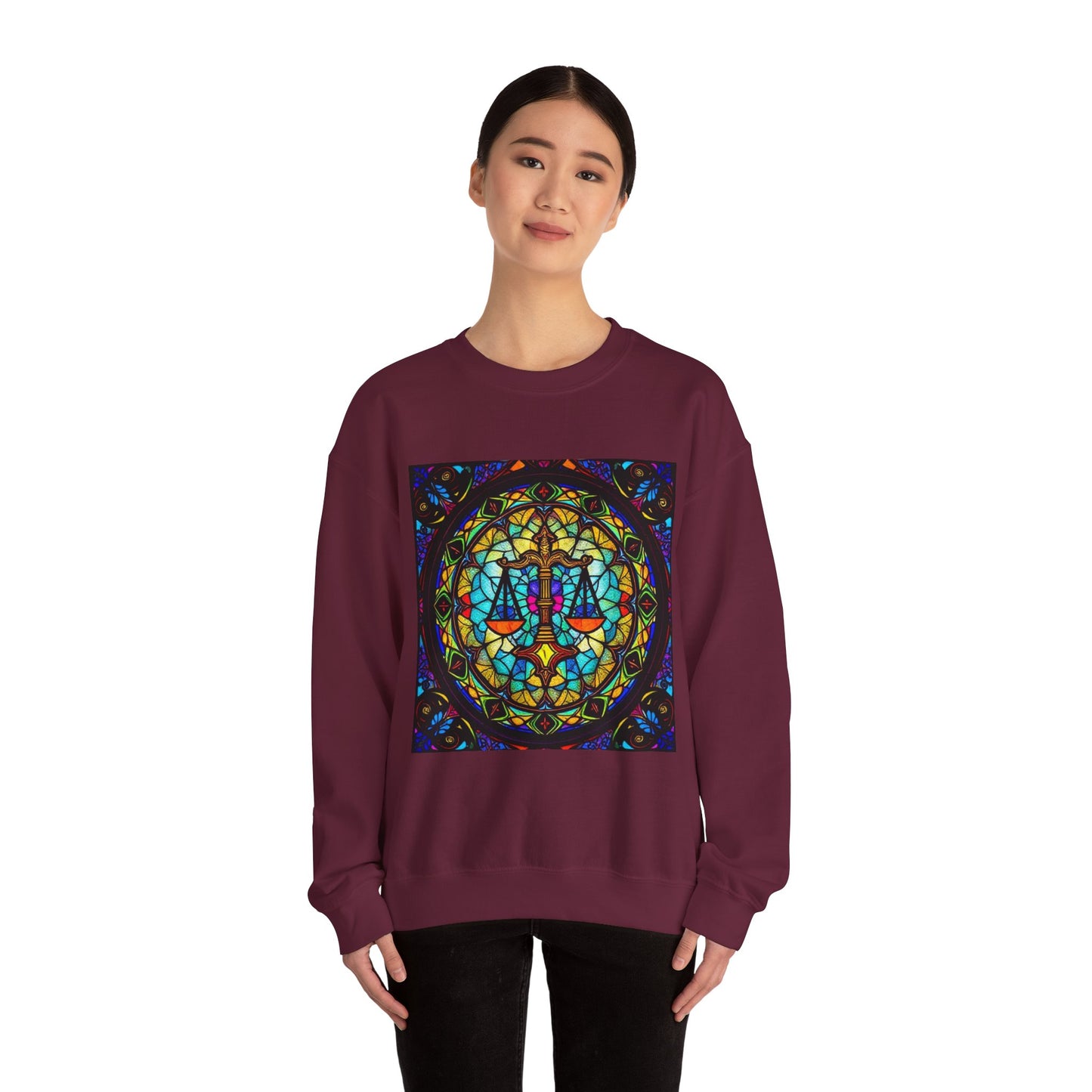 Unisex Heavy Blend™ Crewneck Sweatshirt, Glass, Libra Zodiac Design