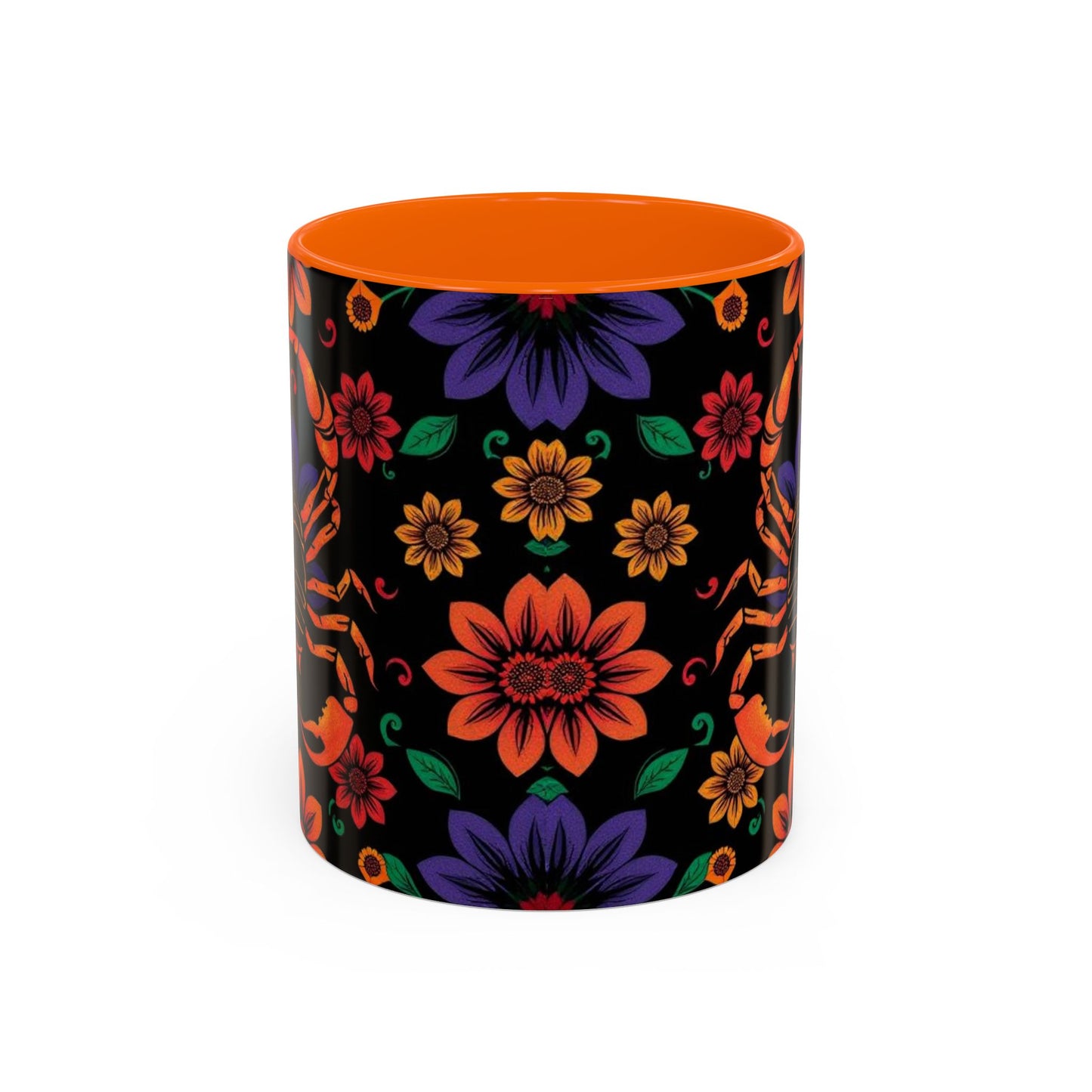 Accent Coffee Mug, Scorpio, Zodiac. Flower Pattern, (11, 15oz)