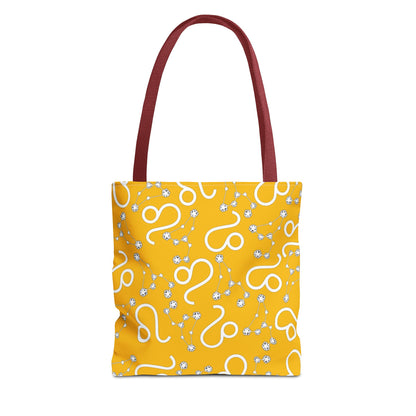 Tote Bag, Leo Zodiac Sign, AOP, (Yellow, White)