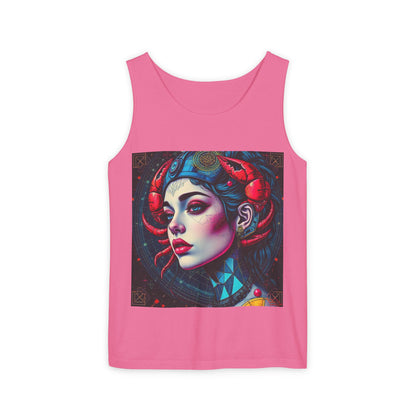 Unisex Garment-Dyed, Tank Top, Cancer, Pop Art v1, 100% US cotton