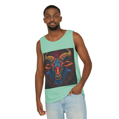 Unisex Garment-Dyed, Tank Top, Taurus Design, Pop Art v1, 100% US cotton