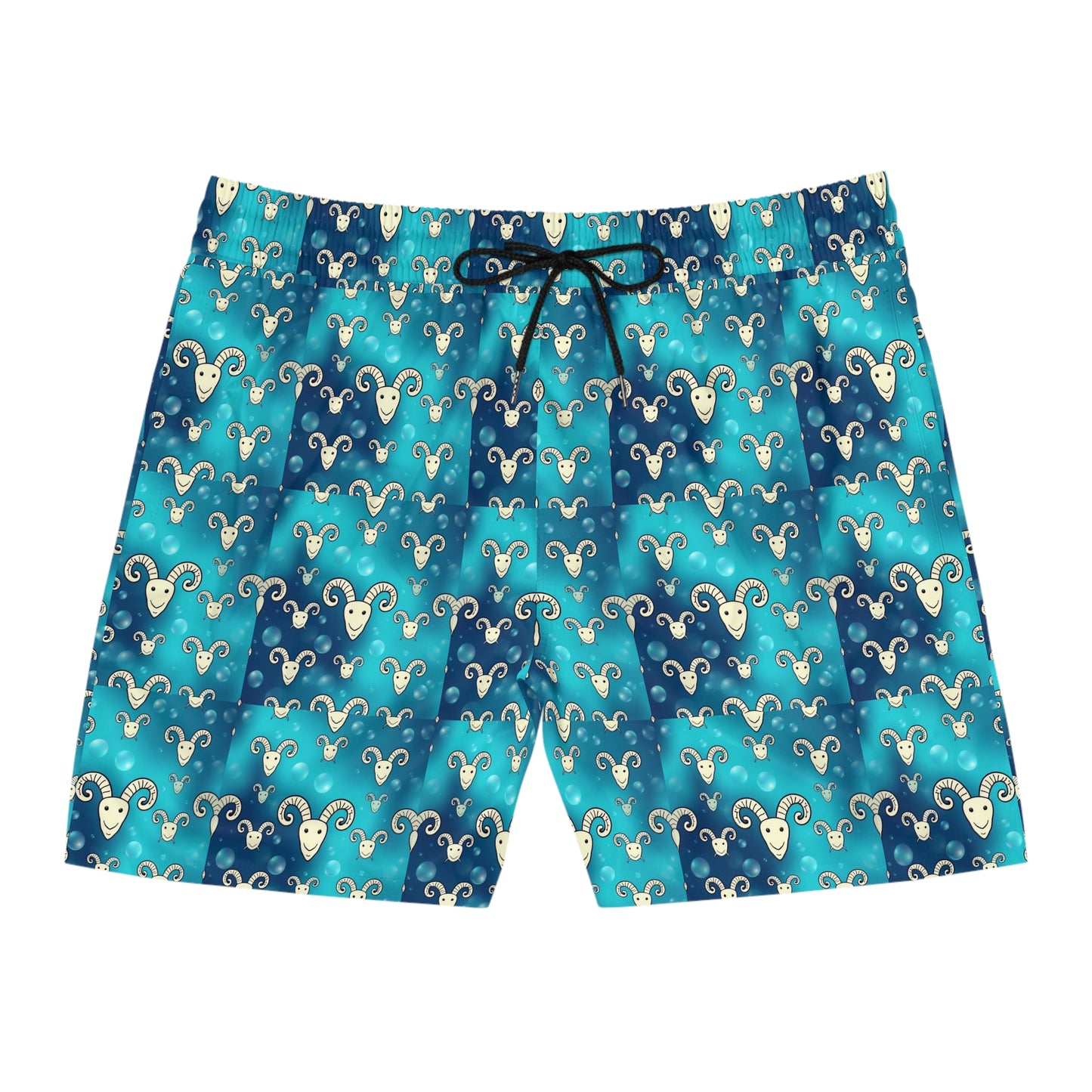 Men's Mid-Length Swim Shorts, (AOP), Aries, Zodiac v2, Bubble Pattern