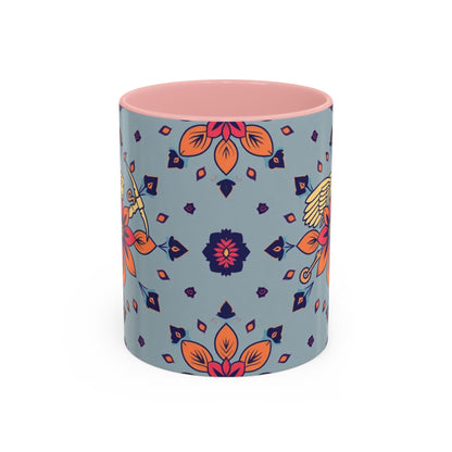 Accent Coffee Mug, Sagittarius, Zodiac v3. Flower Pattern, (11, 15oz)