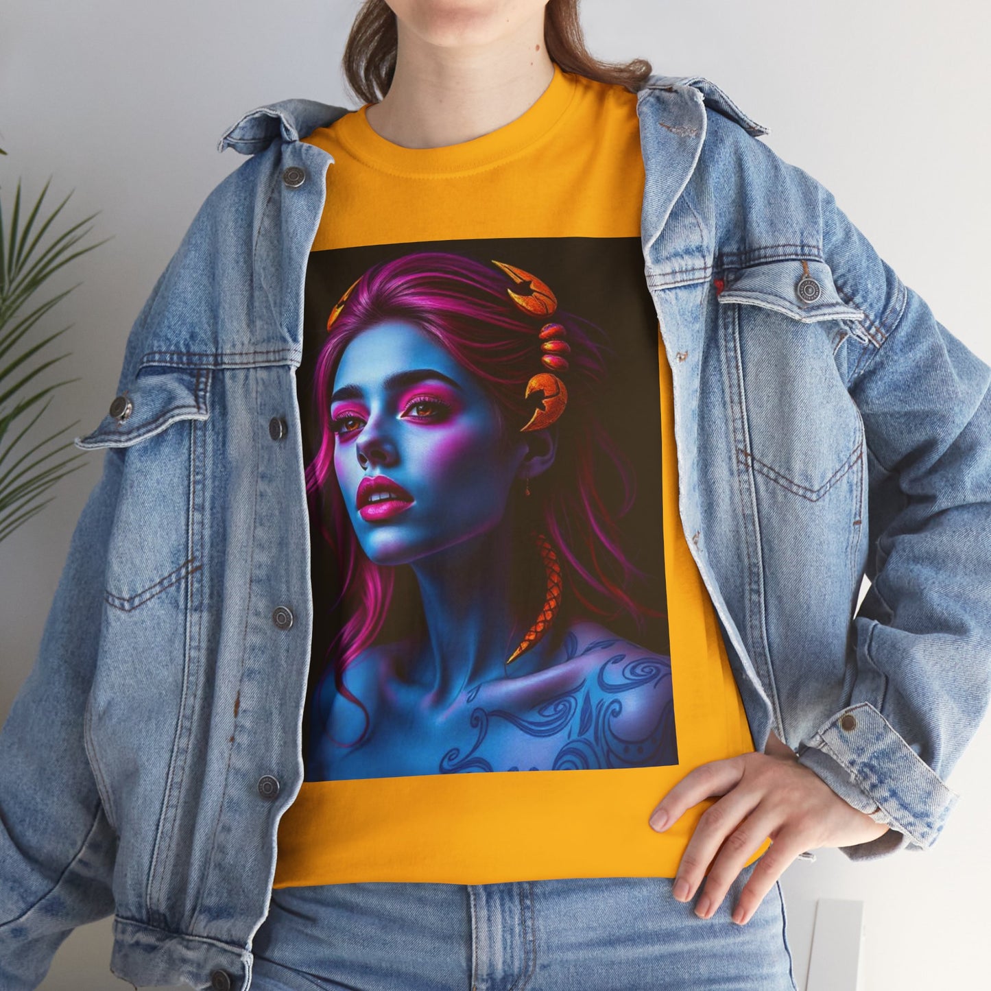 Unisex Heavy Cotton T-Shirt, Scorpio, Zodiac, Sexy Art