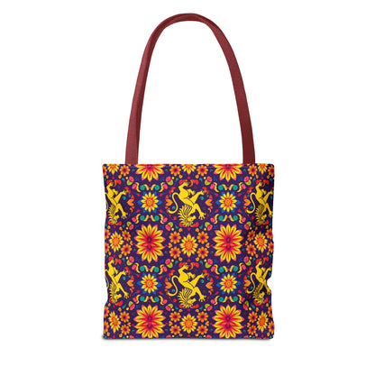 Tote Bag, (AOP), Leo, Zodiac v6, Flower Pattern