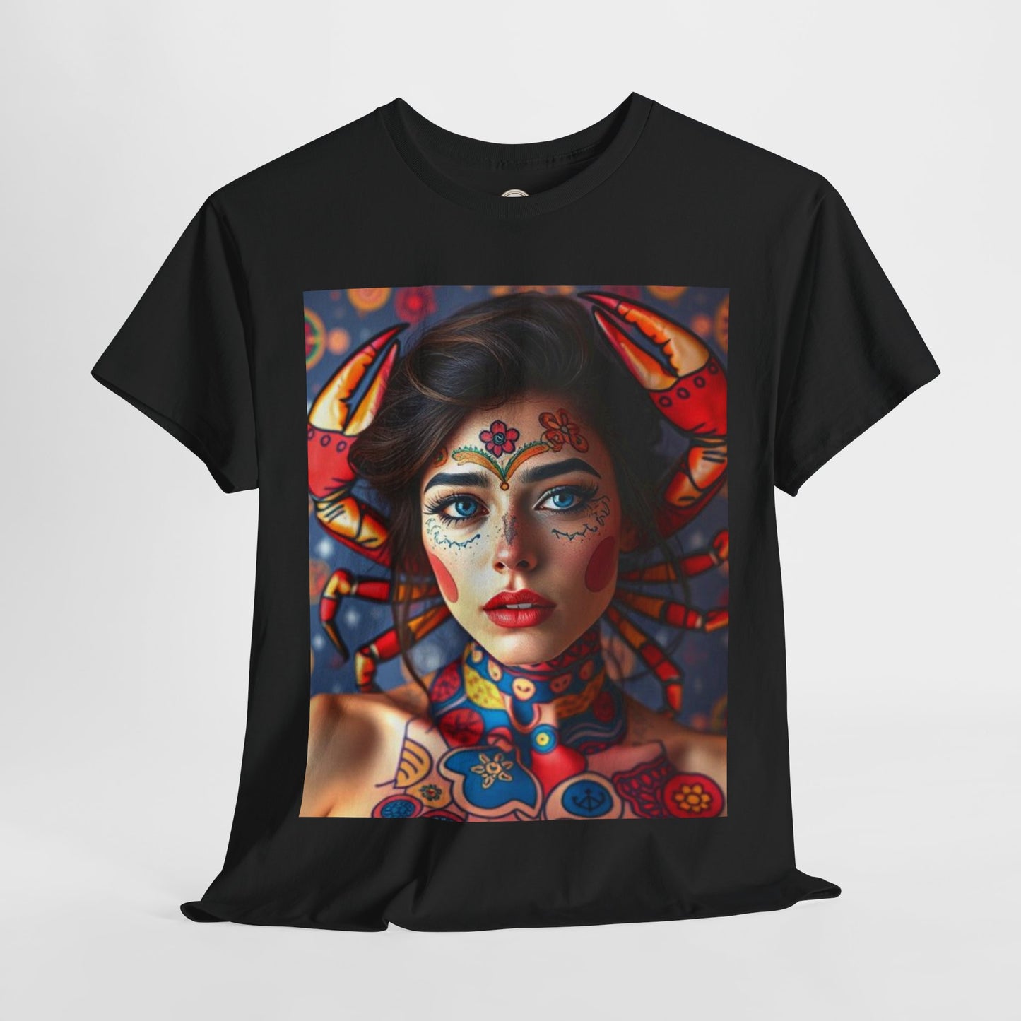 Unisex Heavy Cotton T-Shirt, Cancer, Zodiac v1, Sexy Art