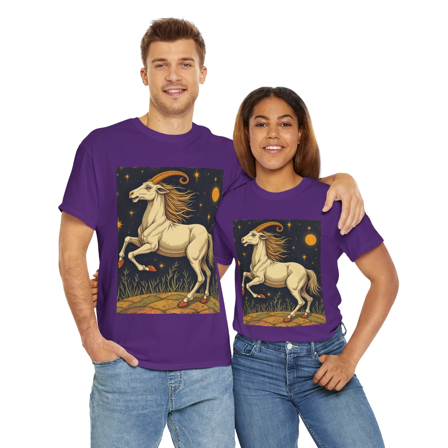 Unisex Heavy Cotton T-Shirt, Aries Animal, Zodiac Design