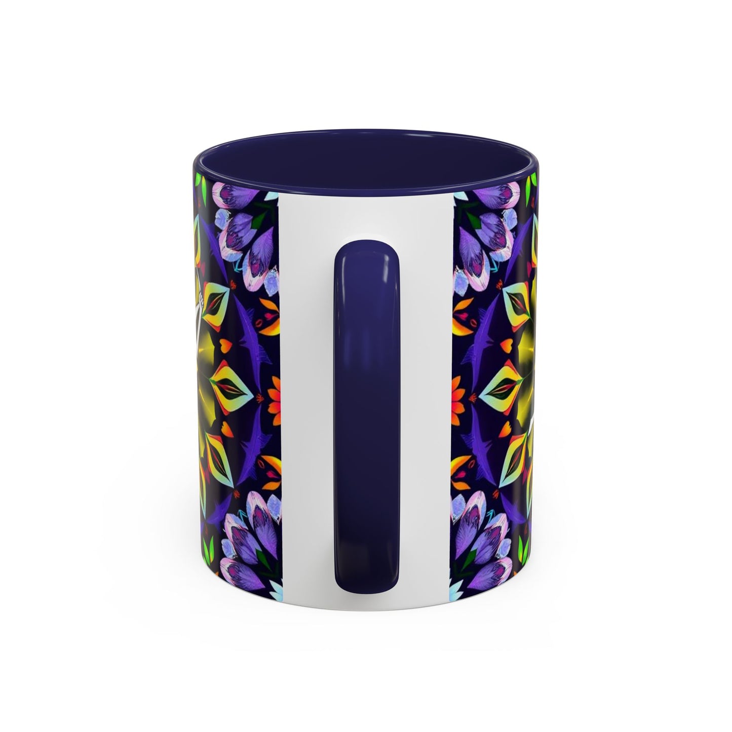 Accent Coffee Mug, Sagittarius, Zodiac v1. Flower Pattern, (11, 15oz)