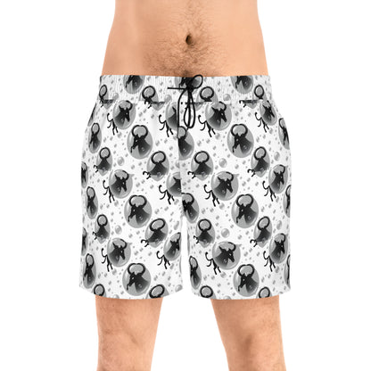 Men's Mid-Length Swim Shorts, (AOP), Taurus, Zodiac v2, Bubble Pattern