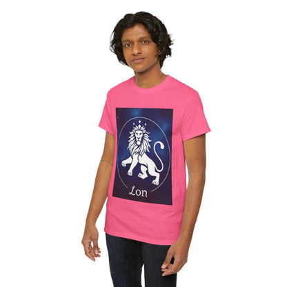 Unisex Heavy Cotton T-Shirt, Space Lion v1, Leo Zodiac Design