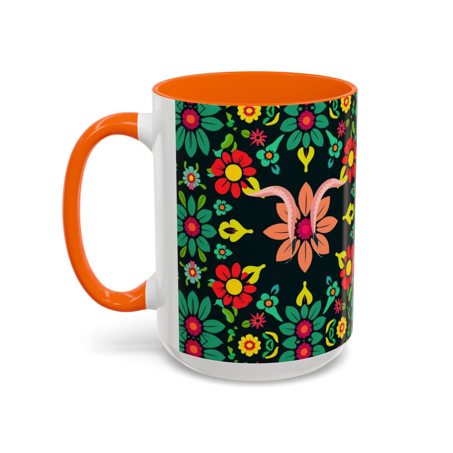Accent Coffee Mug, Aquarius, Zodiac v4, Flower Pattern, (11, 15oz)