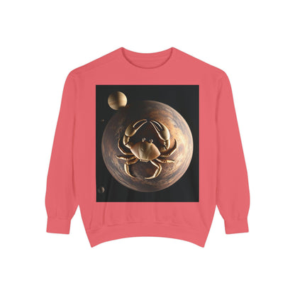 Garment-Dyed Sweatshirt, Unisex, Space Animal Design v1, Cancer