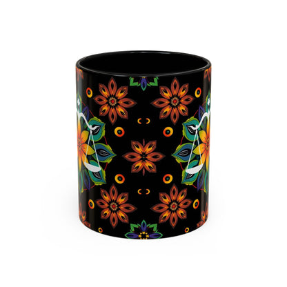 Accent Coffee Mug, Libra, Zodiac v4, Flower Pattern, (11, 15oz)