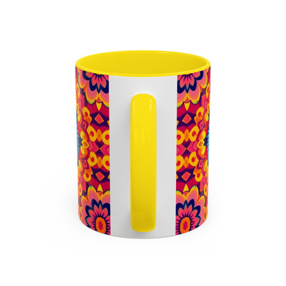 Accent Coffee Mug, Pisces, Zodiac v1, Flower Pattern, (11, 15oz)