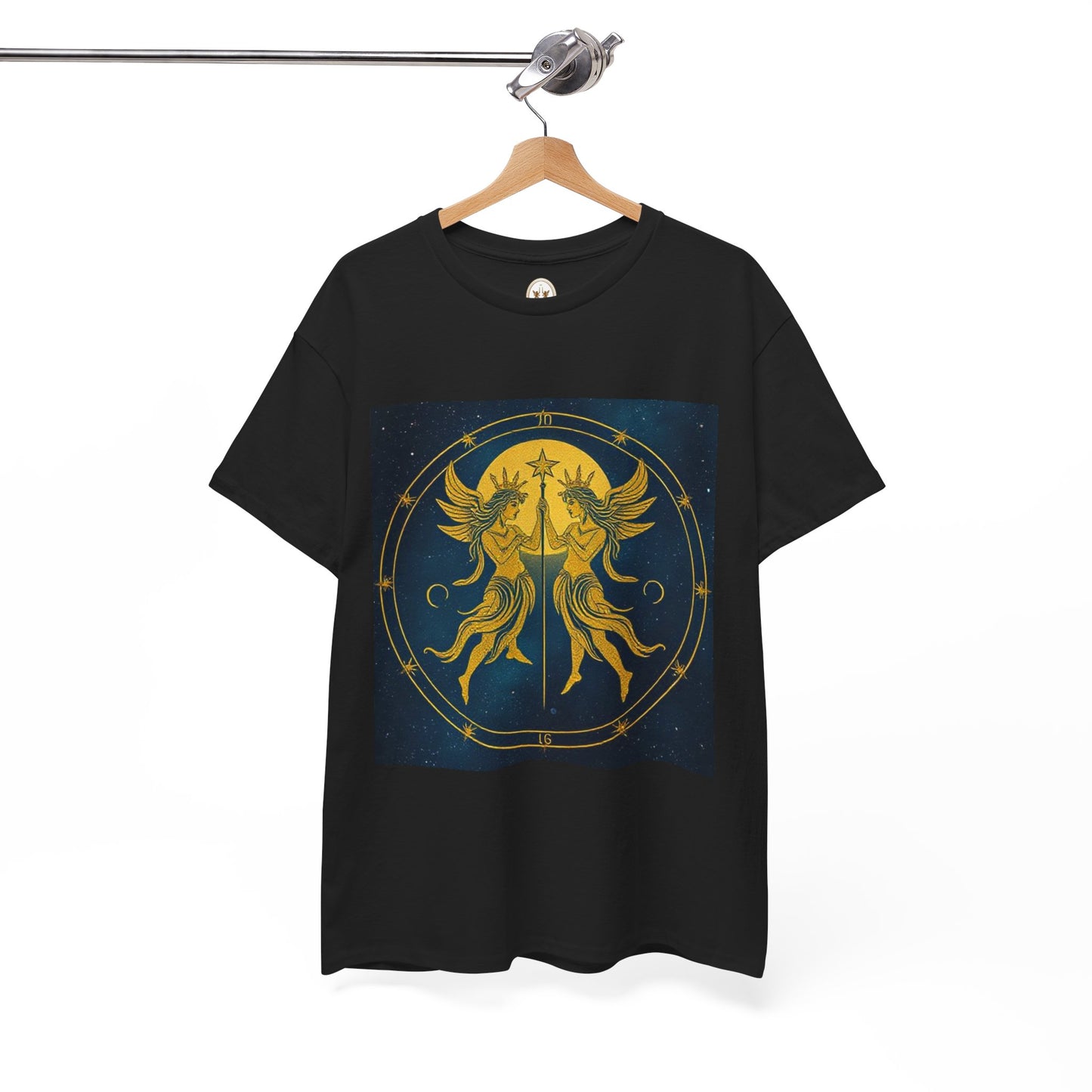 Unisex Heavy Cotton T-Shirt, Space Twins v3, Gemini Zodiac Design