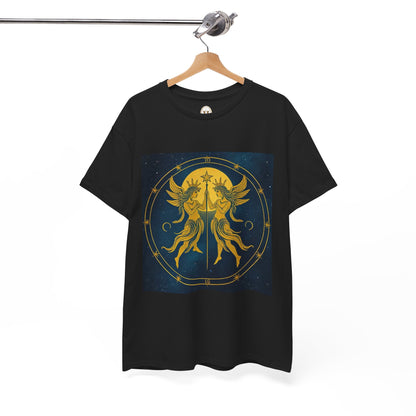 Unisex Heavy Cotton T-Shirt, Space Angel Twins v4, Gemini Zodiac Design