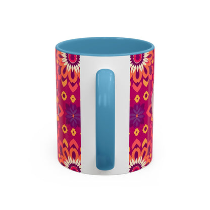 Accent Coffee Mug, Gemini, Zodiac v1, Flower Pattern, (11, 15oz)