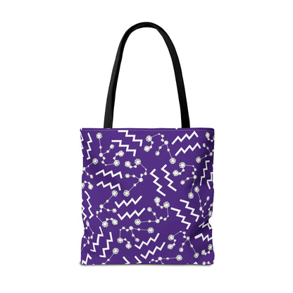 Tote Bag, Aquarius Zodiac Sign, AOP, (Purple, White)
