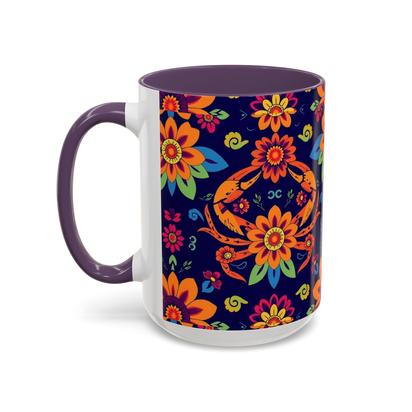 Accent Coffee Mug, Cancer, Zodiac, Flower Pattern, (11, 15oz)