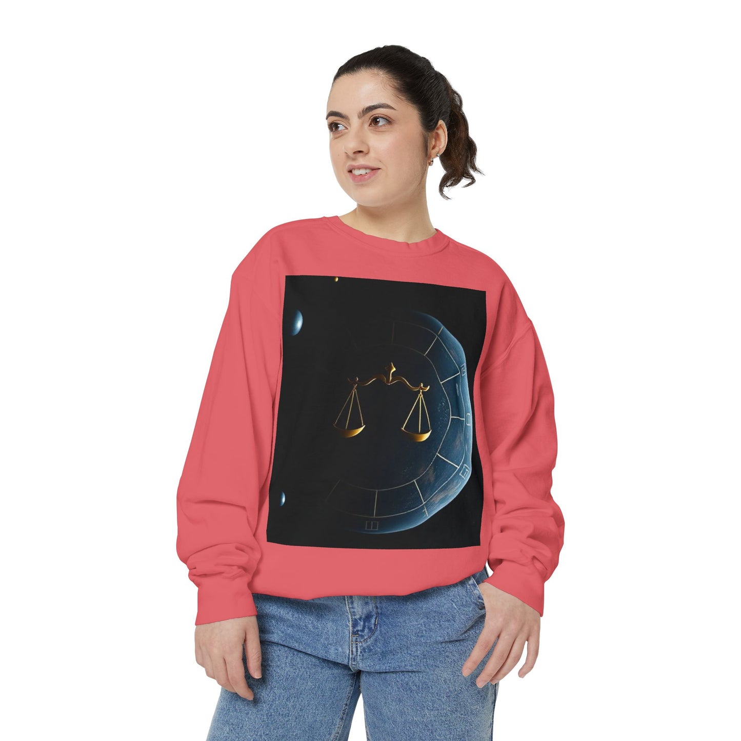 Garment-Dyed Sweatshirt, Unisex, Space Animal Design v1, Libra