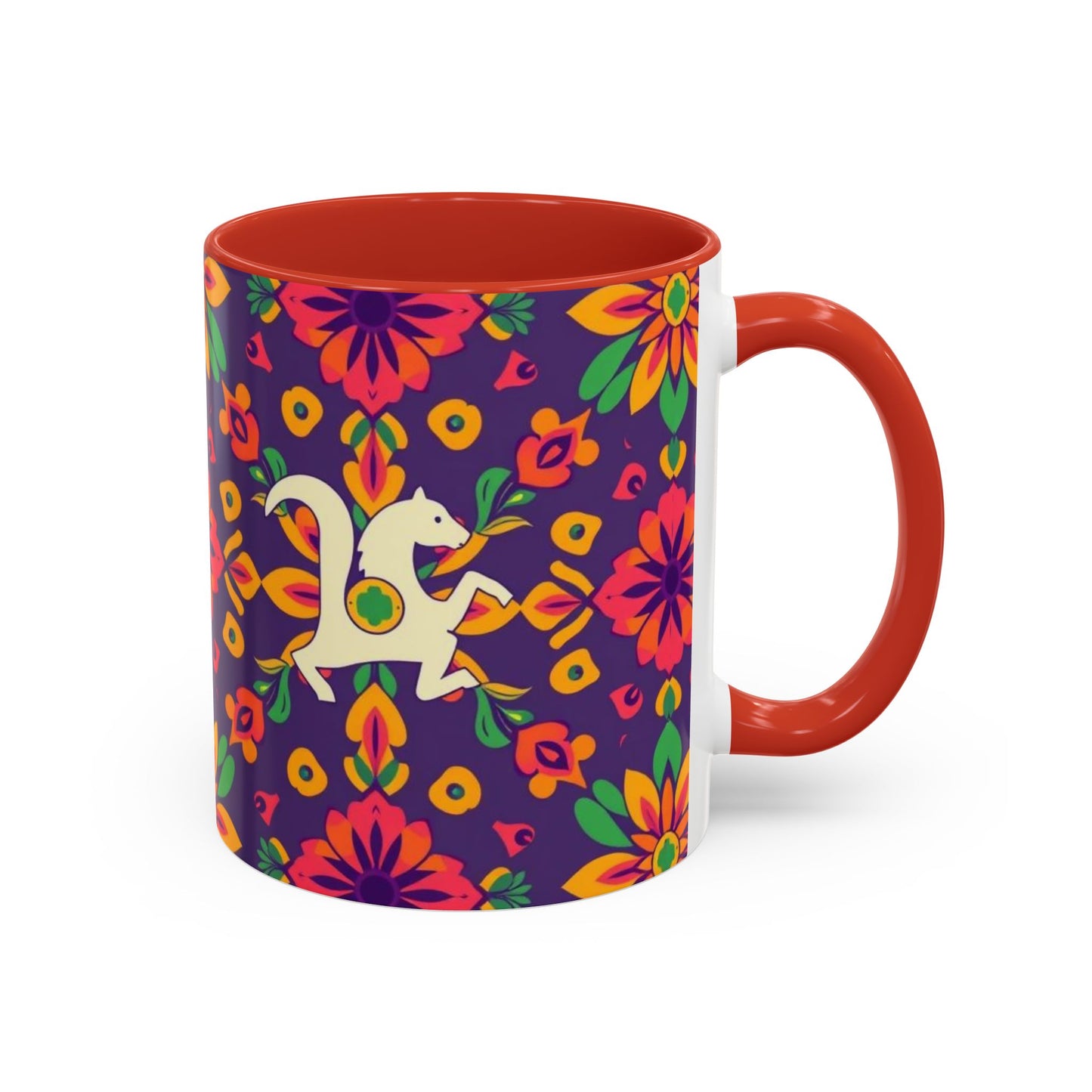 Accent Coffee Mug, Aquarius, Zodiac v2, Flower Pattern, (11, 15oz)