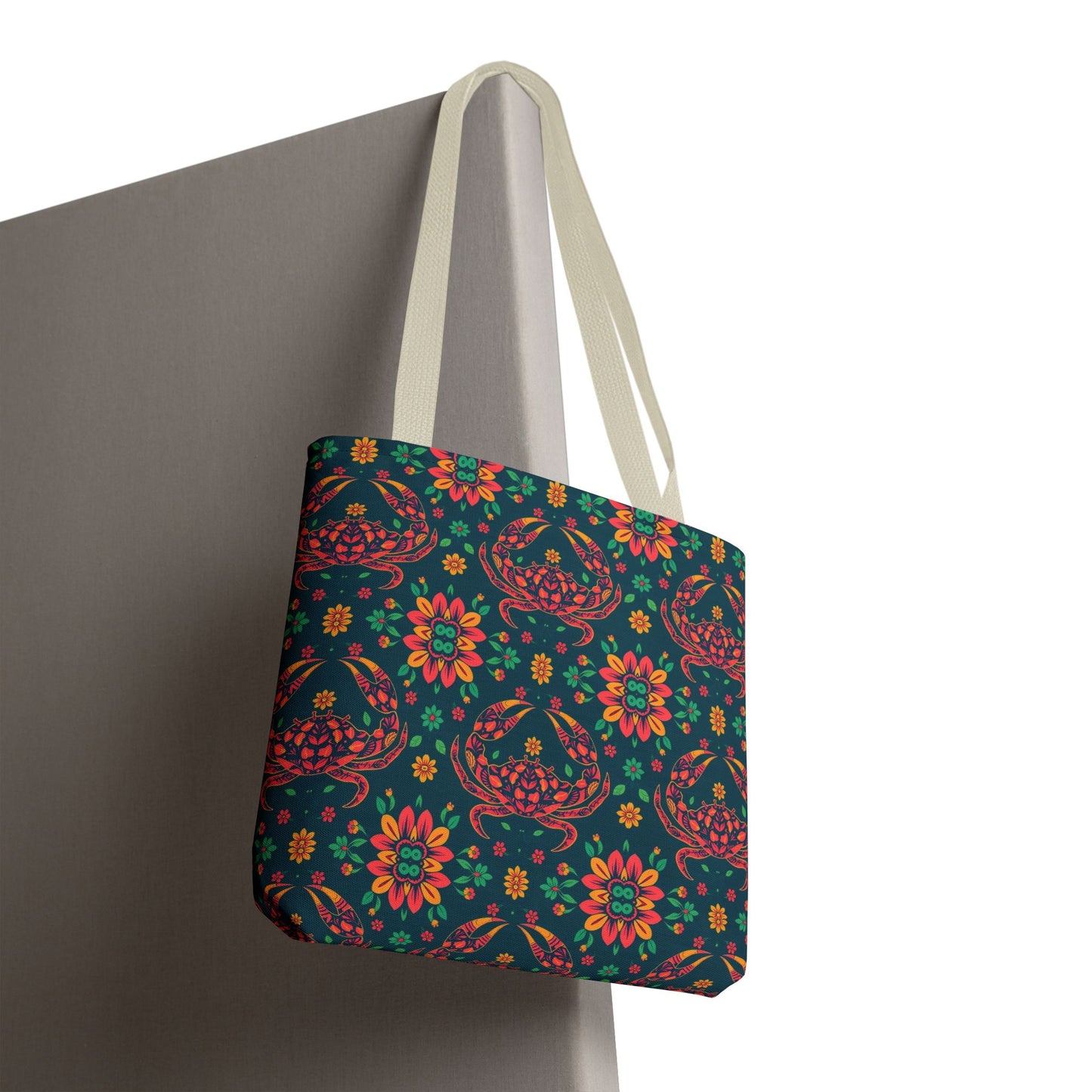 Tote Bag, (AOP), Cancer, Zodiac v1, Flower Pattern