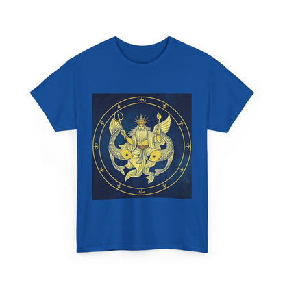Unisex Heavy Cotton T-Shirt, King of Pisces, Zodiac Design