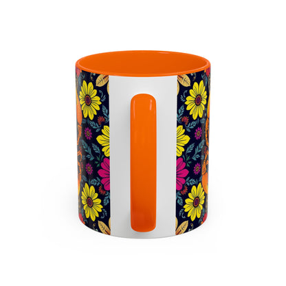 Accent Coffee Mug, Scorpio, Zodiac v3. Flower Pattern, (11, 15oz)
