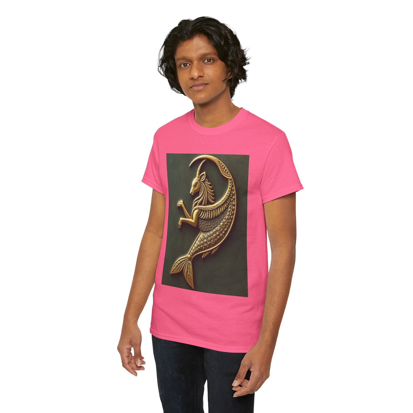 Unisex Heavy Cotton T-Shirt, Capricorn Animal v1, Symbol, Zodiac Design
