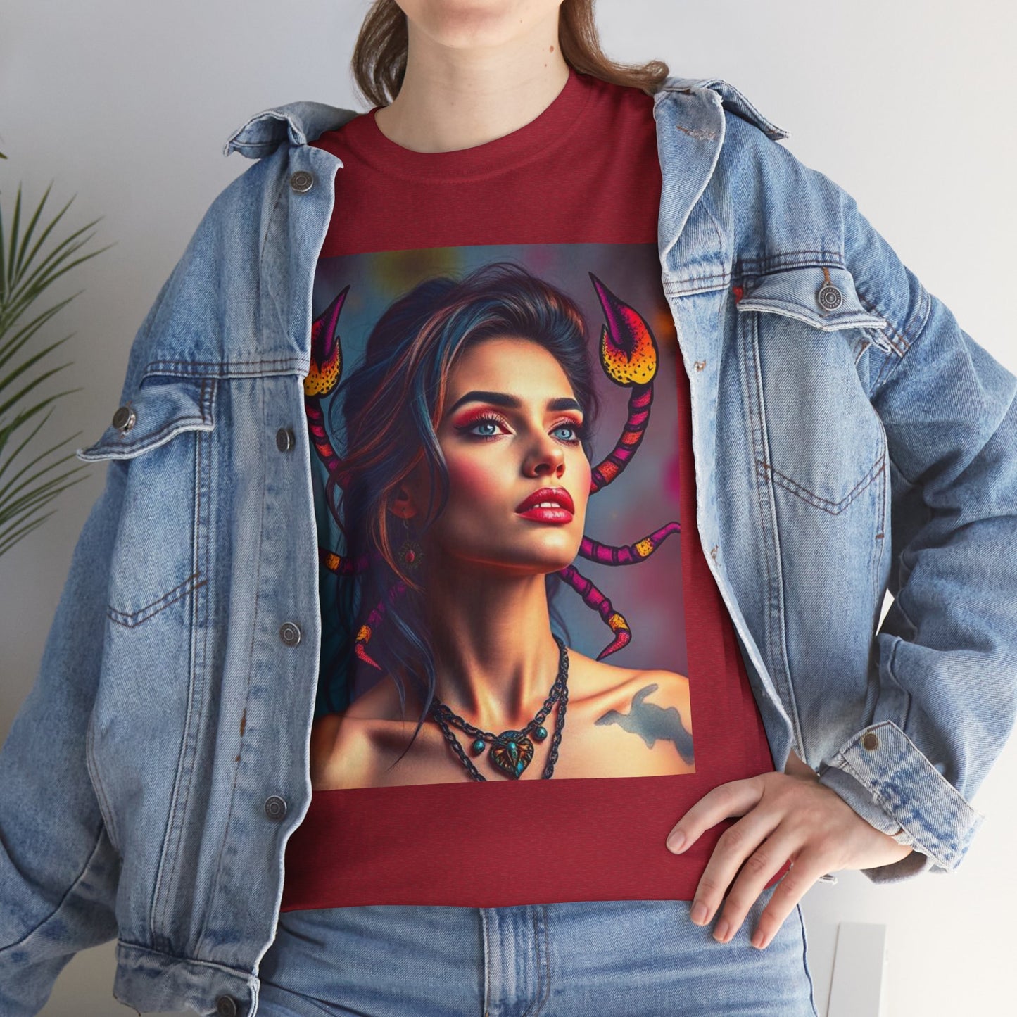 Unisex Heavy Cotton T-Shirt, Scorpio, Zodiac v2, Sexy Art