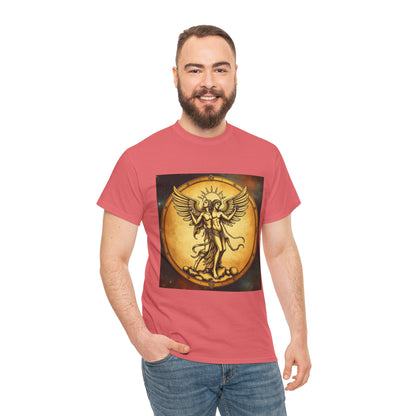 Unisex Heavy Cotton T-Shirt, Twin Angel v1, Gemini Zodiac Design