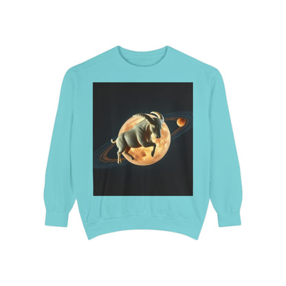 Garment-Dyed Sweatshirt, Unisex, Space Animal Design v1, Taurus