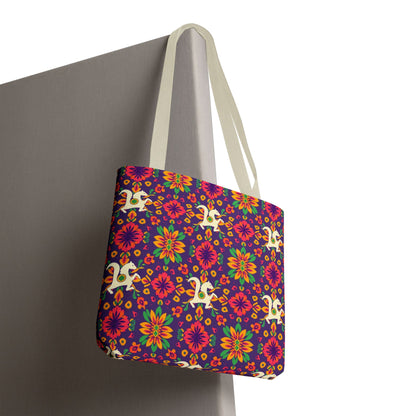 Tote Bag, (AOP), Aquarius, Zodiac v3, Flower Pattern