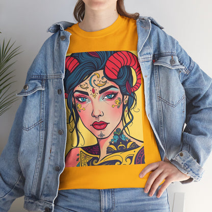 Unisex Heavy Cotton T-Shirt, Aries, Zodiac, Sexy Art